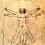 L'homme de Vitruve : œuvre de Léonard de Vinci montrant les proportions du corps humain